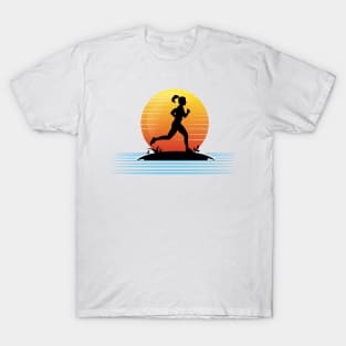 Sunset woman running T-Shirt